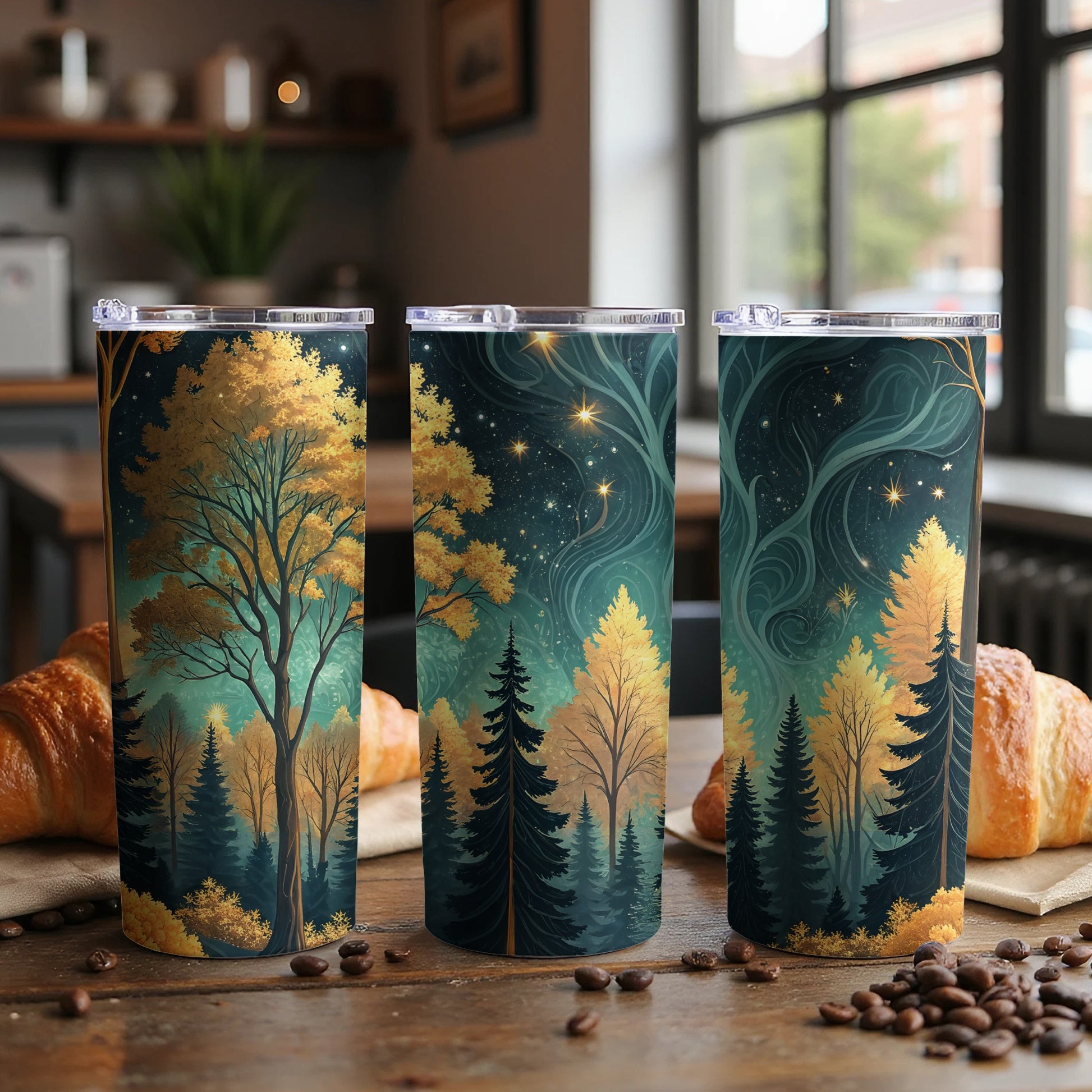 Enchanting Night Forest Scene Insulated Tumbler