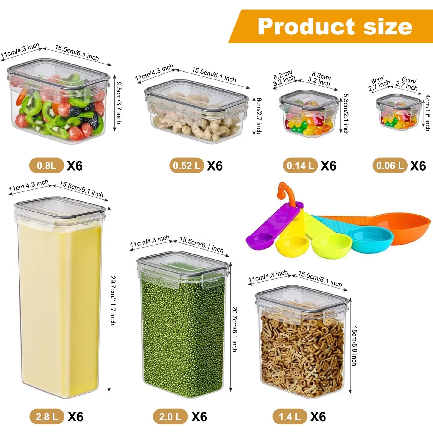 42 Pcs Airtight Food Storage Containers Set with Lids, BPA Free Clear Pantry Canister for Kitchen and Pantry Organization,Plastic Canisters for Cereal, Dry Food and Sugar,Includes 50 Labels