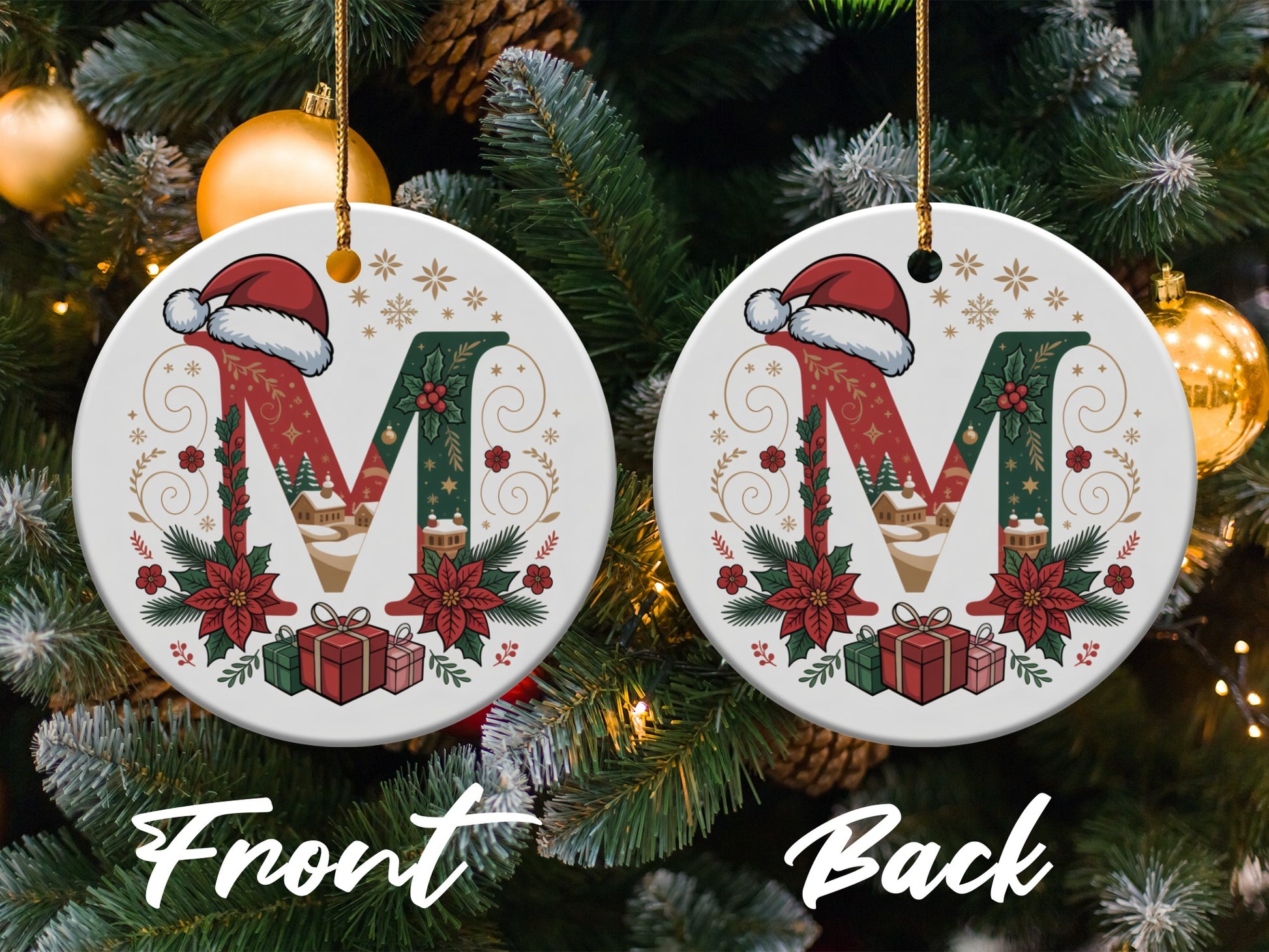 Personalized Christmas Ornament with Letter M product type