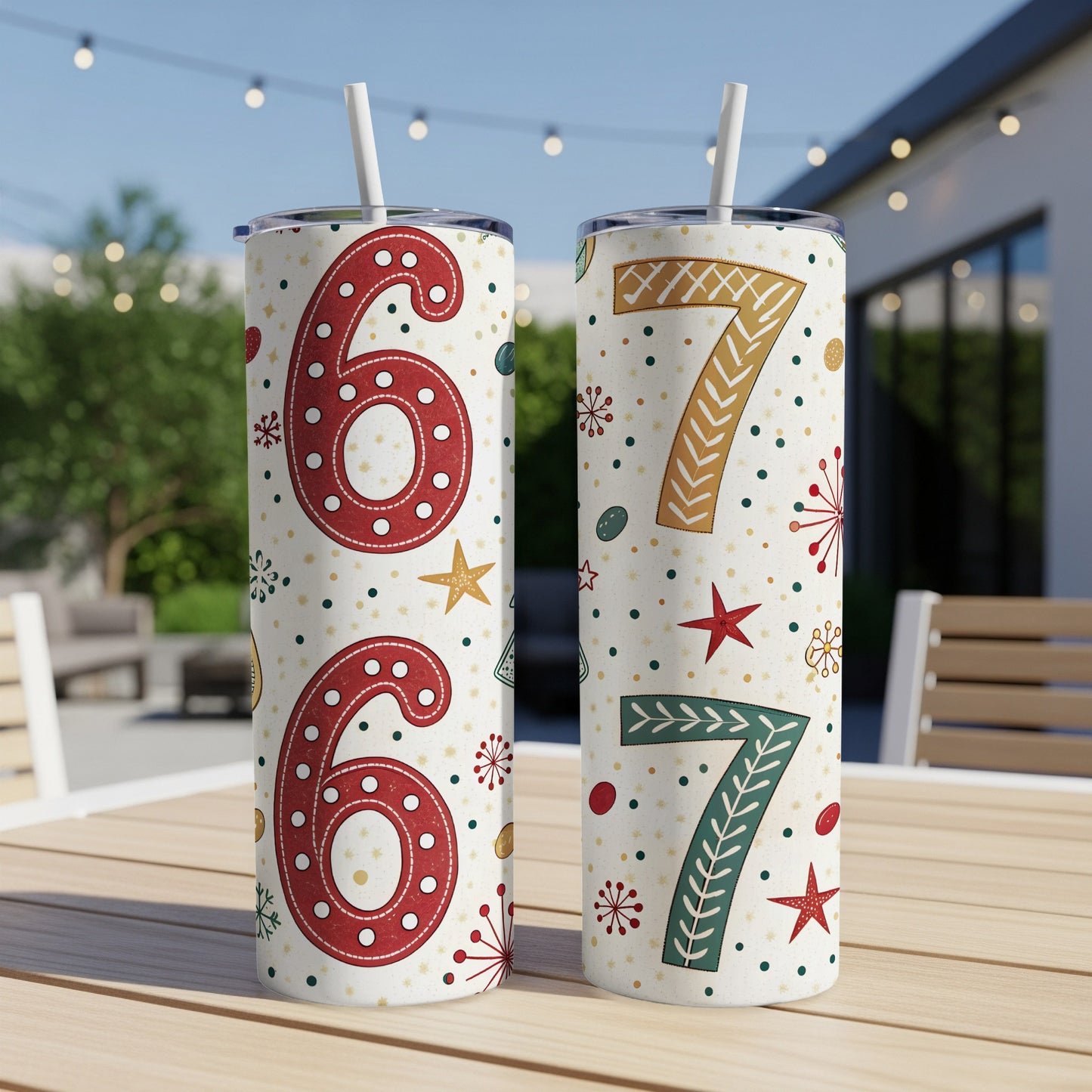 Festive 67 Number Design Tumbler Cup Holiday Gift