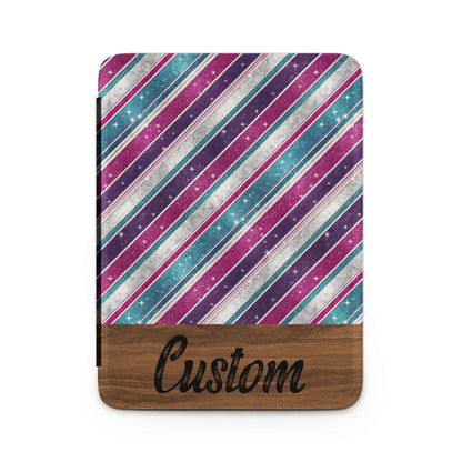 Custom Striped Glitter and Wood Design Notebook