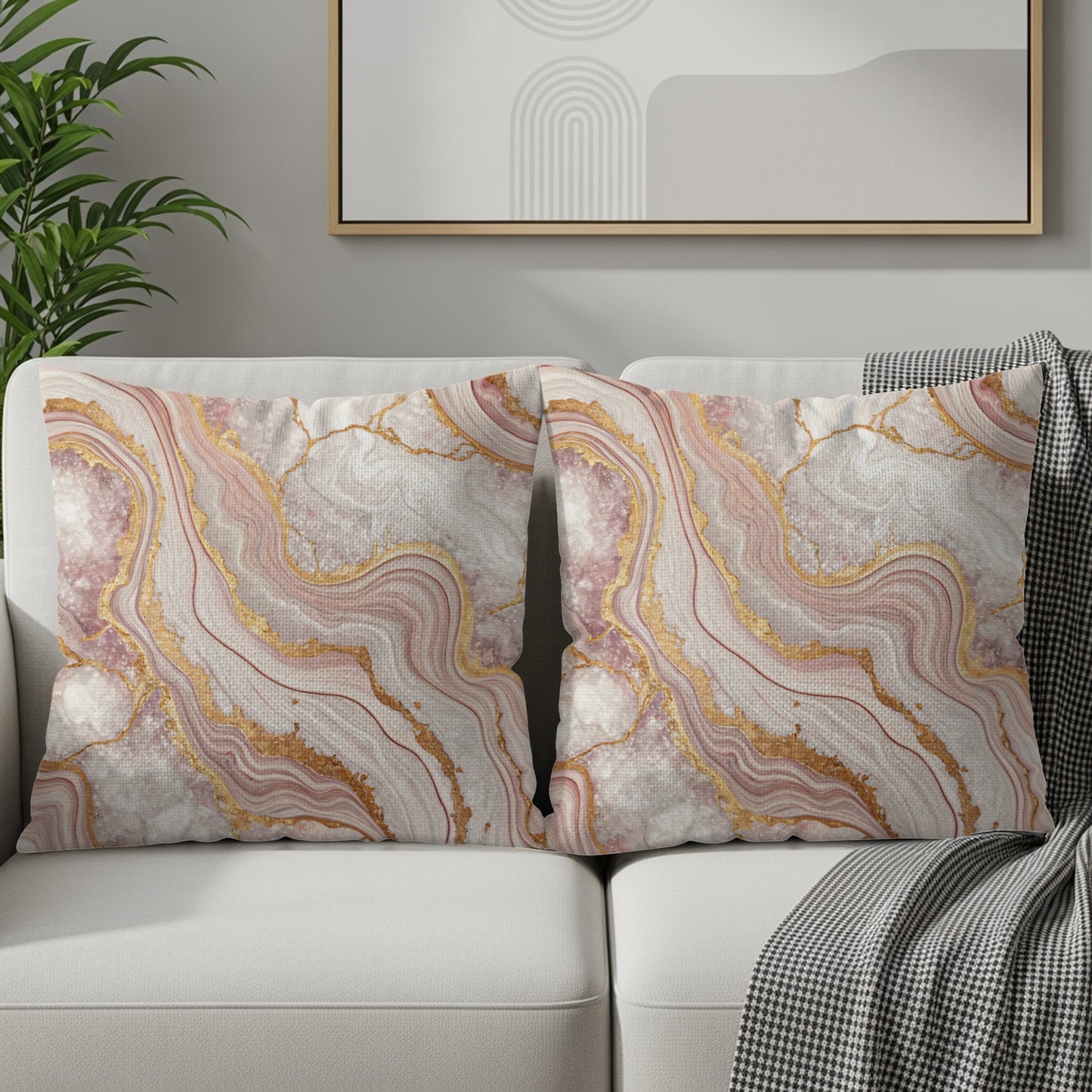 Elegant Marble Pattern Decorative Pillow Set