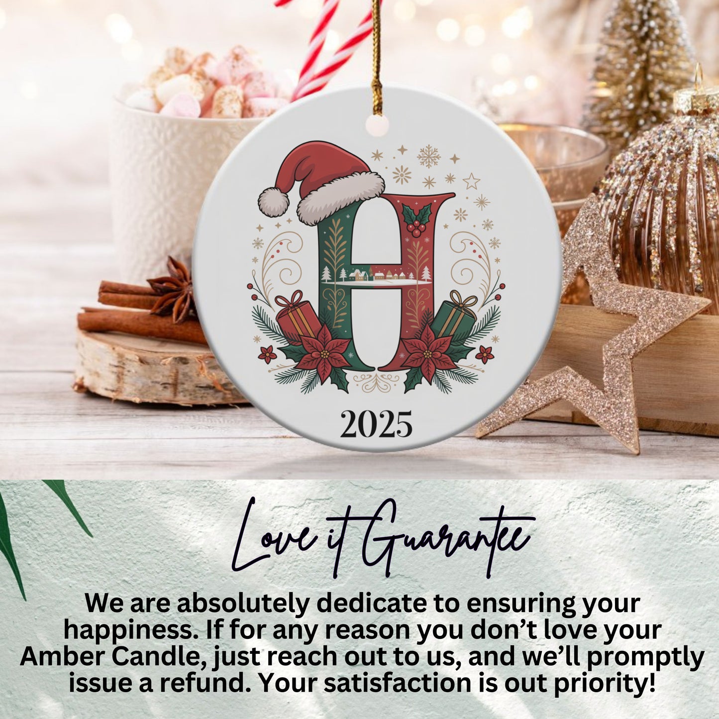 Personalized G Initial Christmas Ornament 2025 product type
