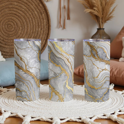 Elegant Marble Texture Design Insulated Tumbler Cup