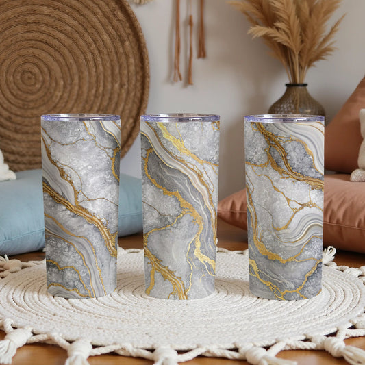 Elegant Marble Texture Design Insulated Tumbler Cup