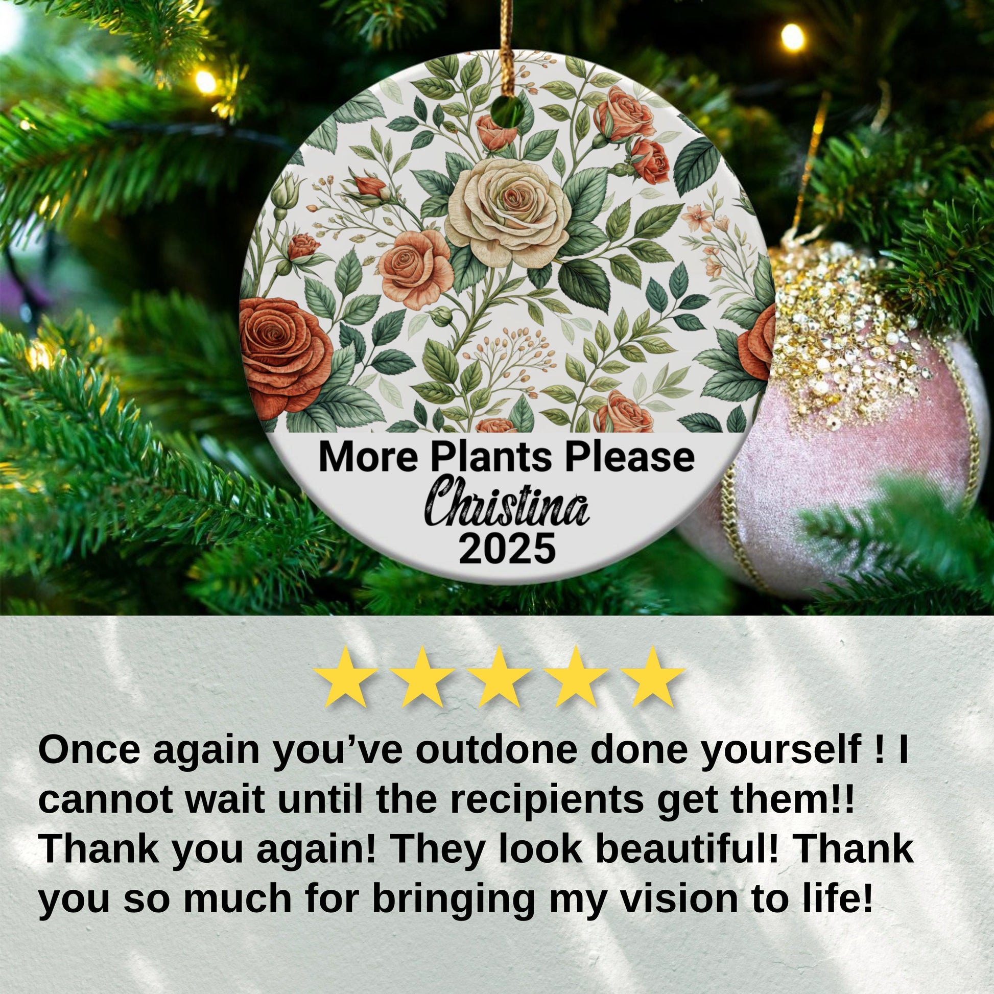 Floral Personalized Holiday Ornament product