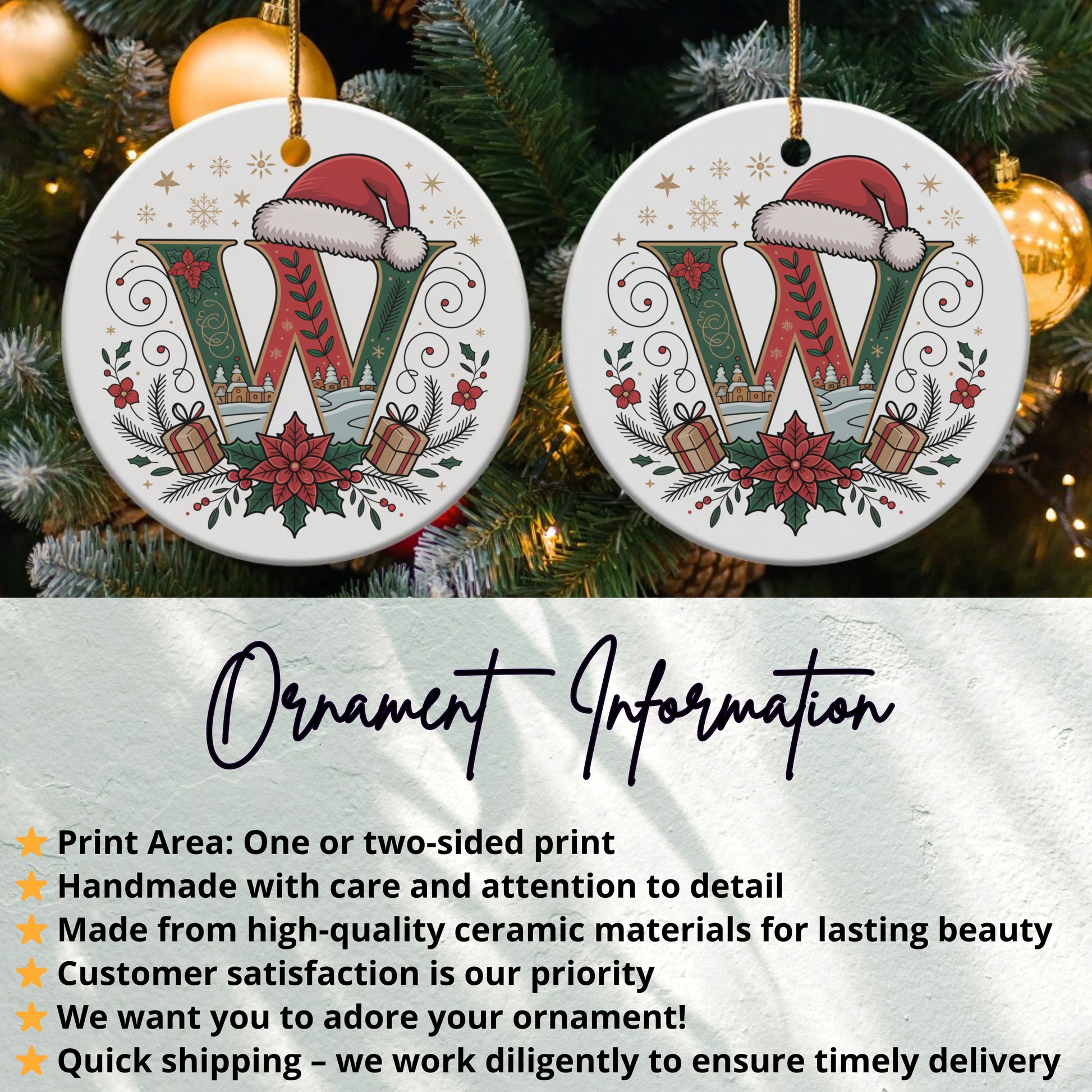 Personalized W Alphabet Christmas Ornament product type