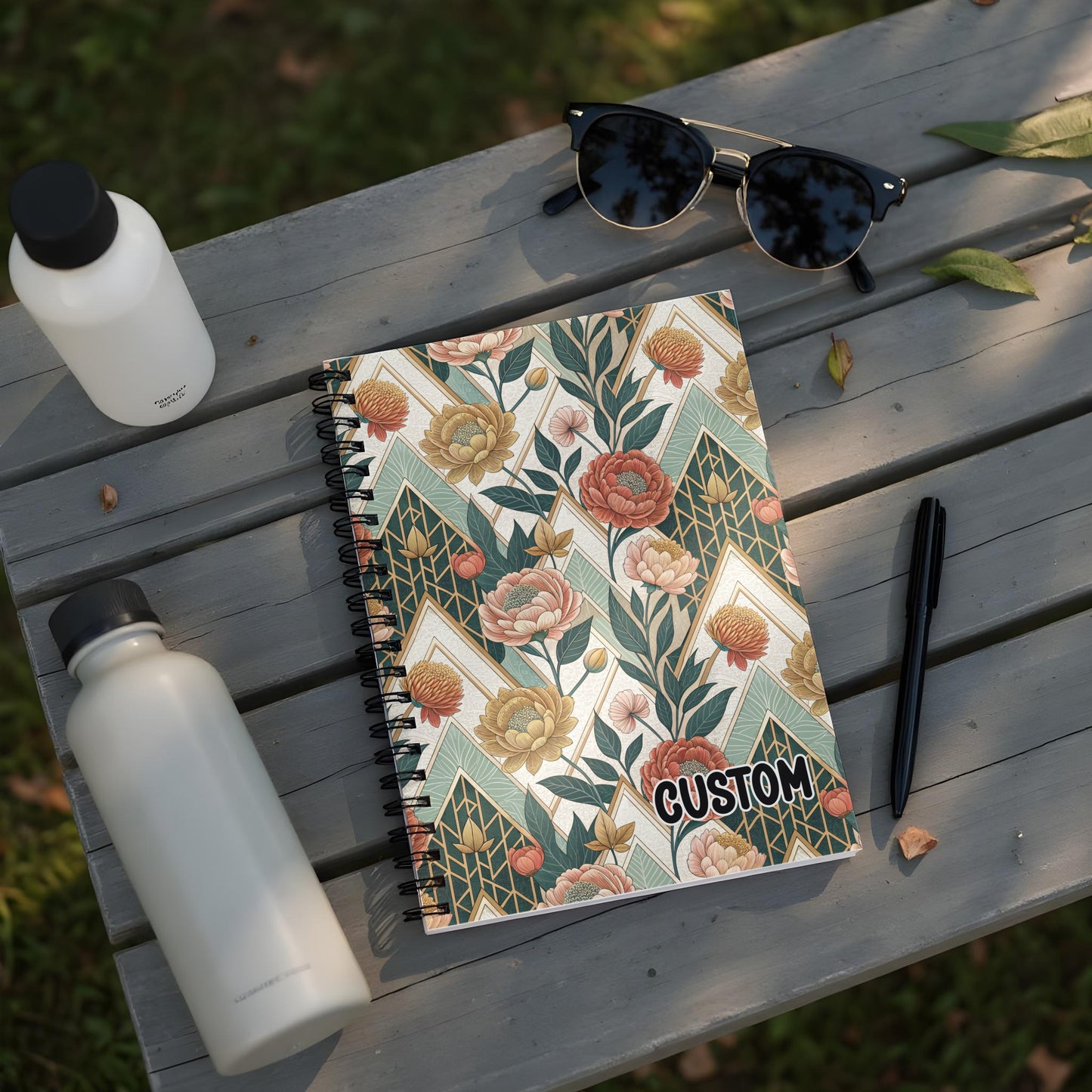 Floral Pattern Customizable Spiral Bound Notebook