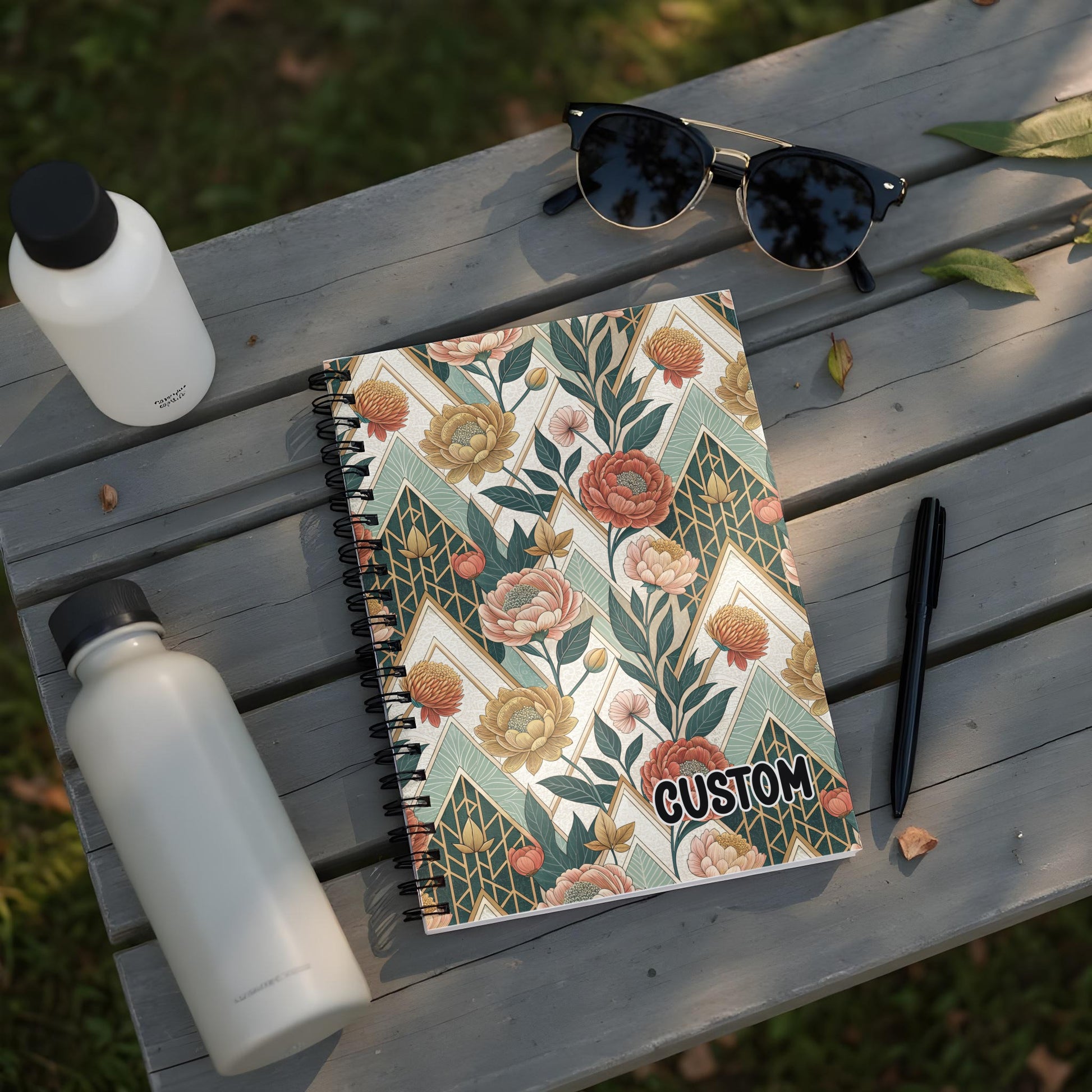 Floral Pattern Customizable Spiral Bound Notebook