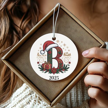 Personalized 2025 Initial Ornament with Holiday Design product