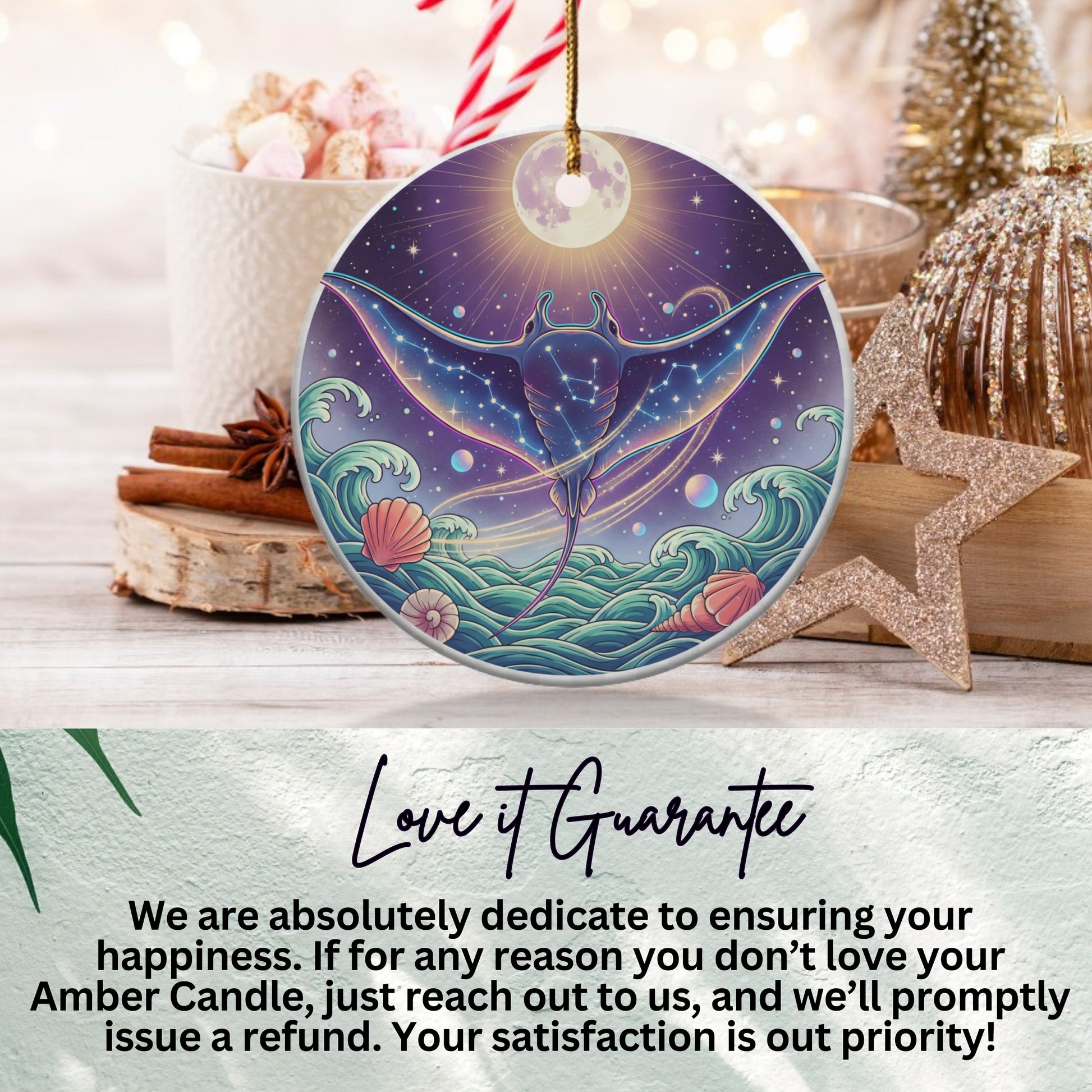 Cosmic Stingray Design Round Ornament product