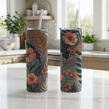 Serene Blooms and Botanical Delight Artistic Tumbler - Walk Greener