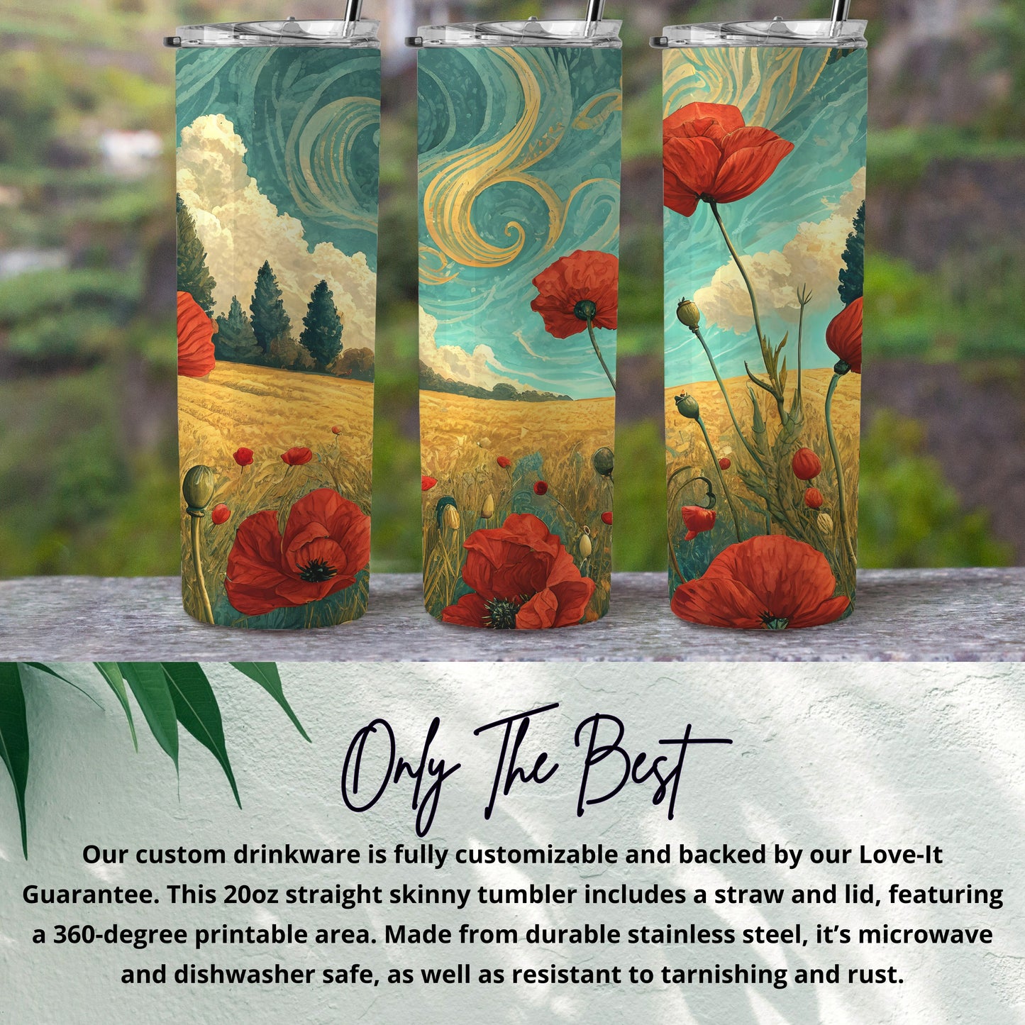 Vibrant Artistic Countryside Themed Skinny Tumbler