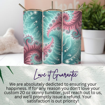 Fractal Pink And Teal Floral Design Amazing Digital Art Tumbler - Walk Greener