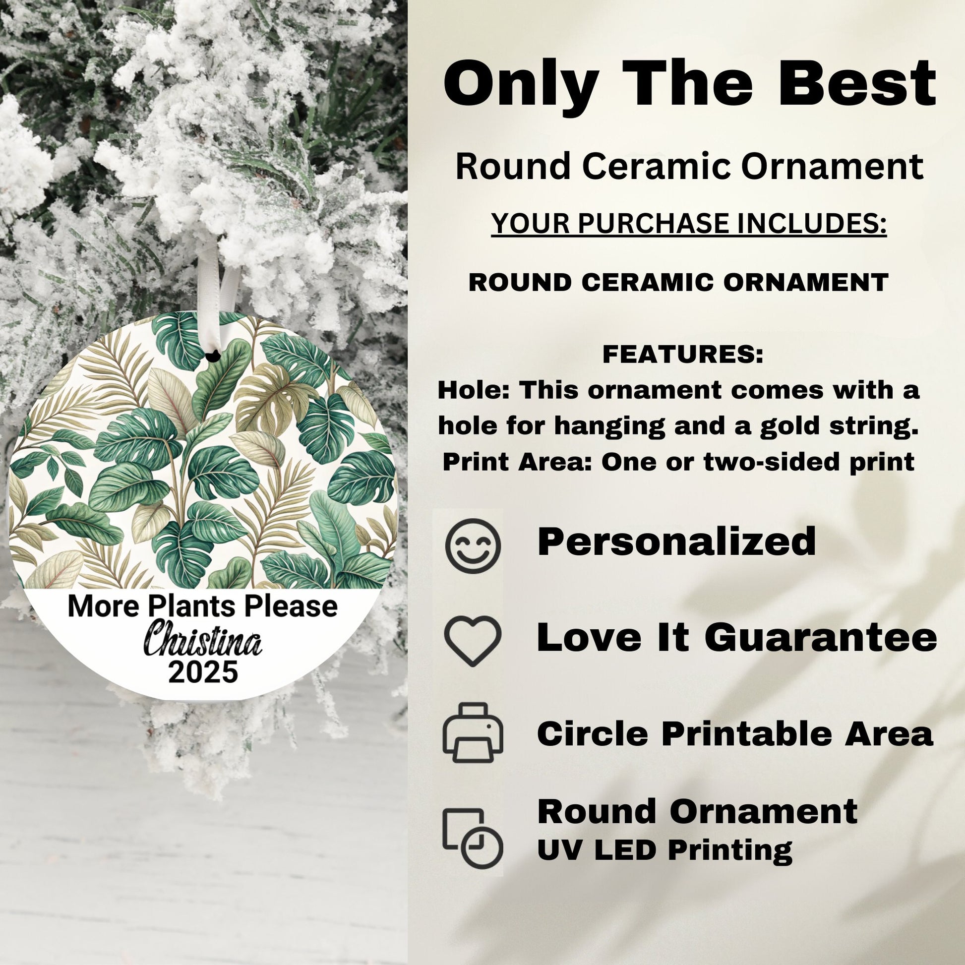More Plants Please Personalized Round Ornament product type