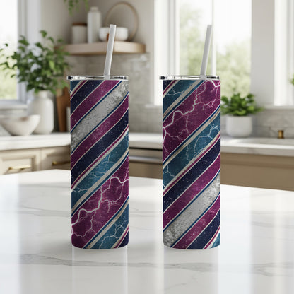 Vibrant Striped Design Insulated Tumbler with Straw