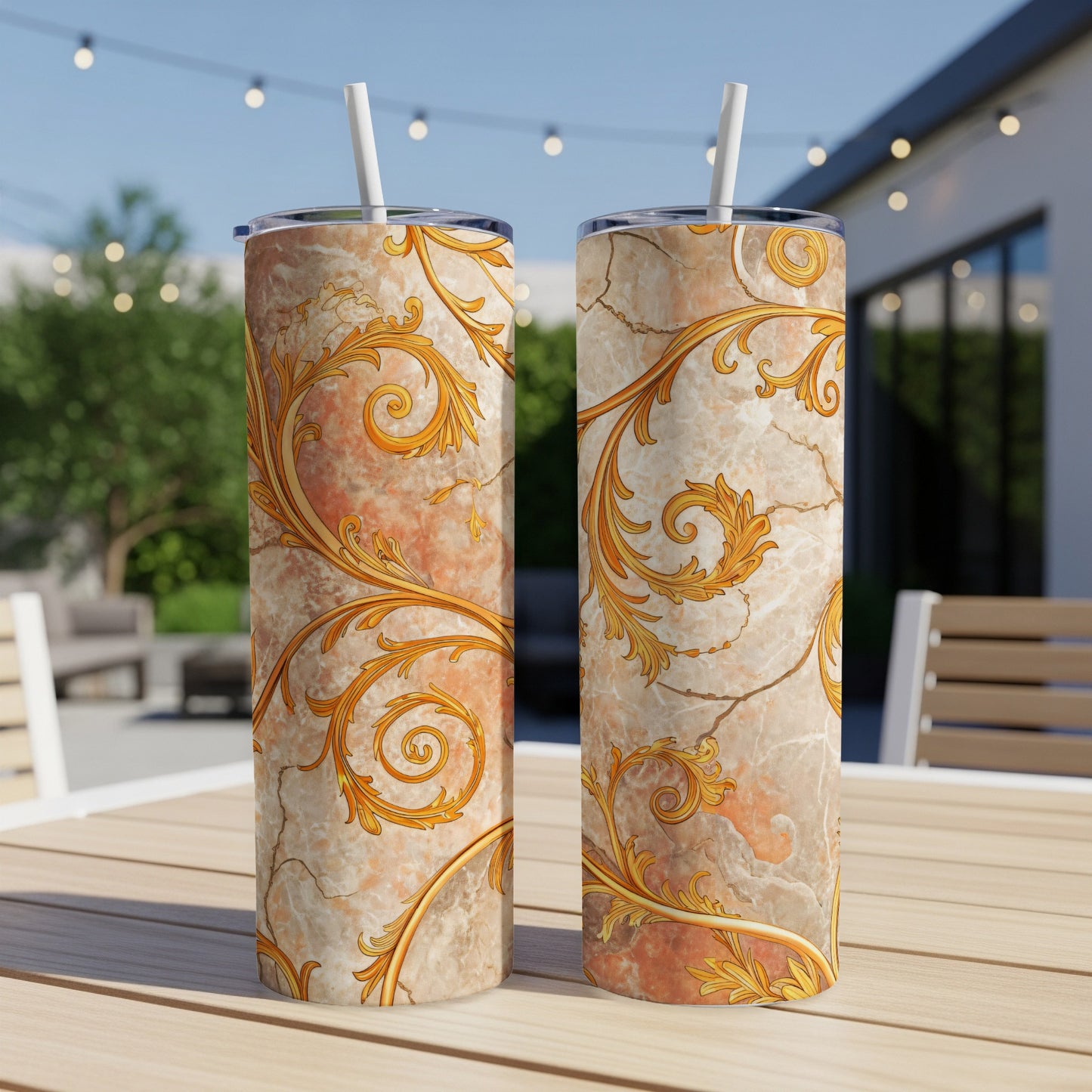 Elegant Marble Swirl Design Insulated Tumbler