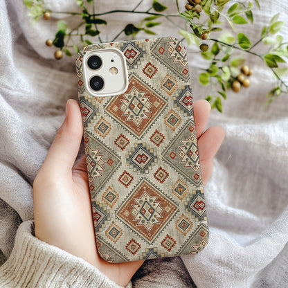 Aztec Geometric Shapes in Earth Tones Patterned Custom Phone Case - Walk Greener