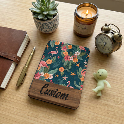 Custom Tropical Flamingo and Floral Design Notebook