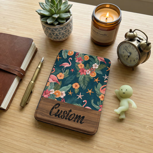 Custom Tropical Flamingo and Floral Design Notebook