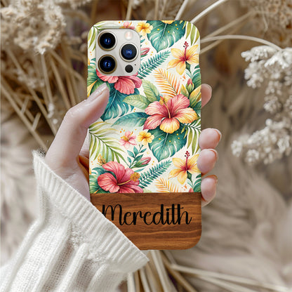 Personalized Tropical Floral Custom Name Phone Case