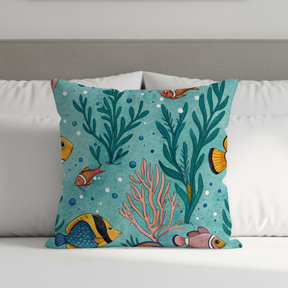 Colorful Underwater Sea Life Decorative Pillow product