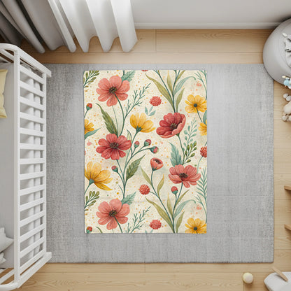 Watercolor Floral Pattern of Red and Yellow Flowers - Walk Greener