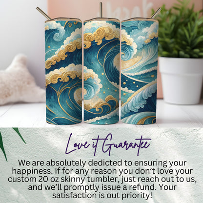 Ocean Wave Design Custom 20 oz Skinny Tumbler