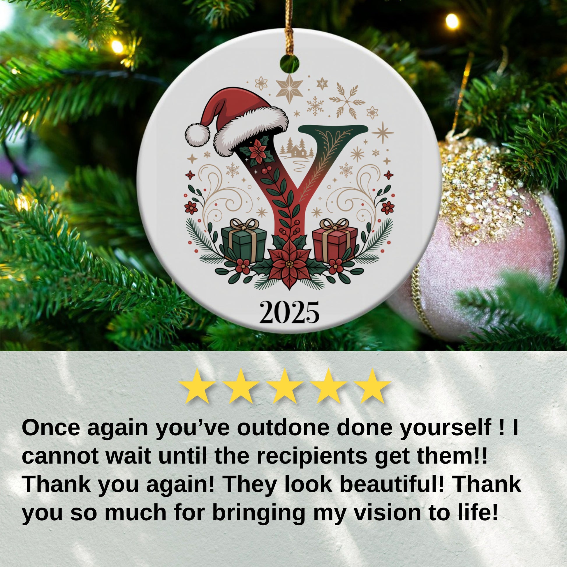 Personalized 2025 Santa Holiday Ornament product