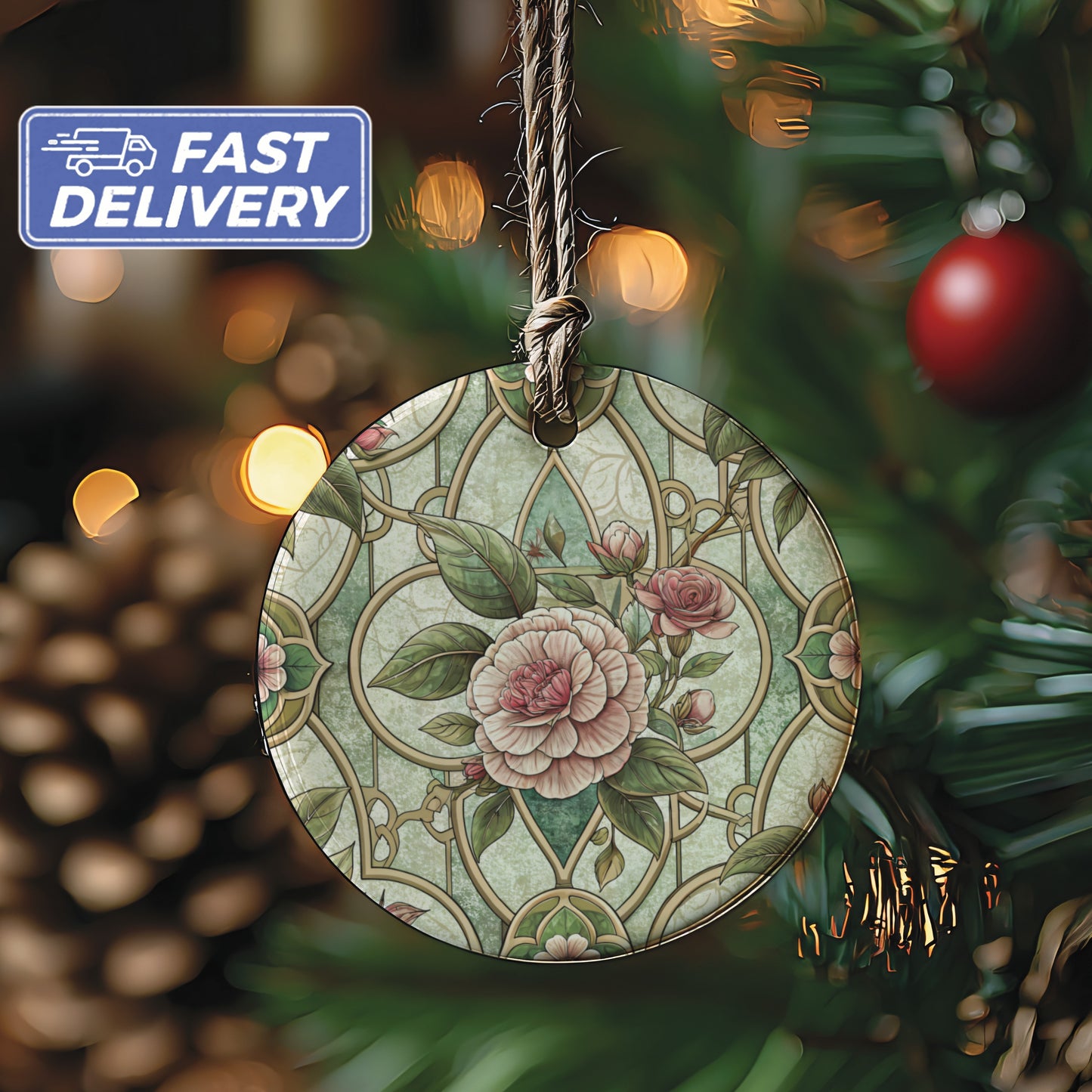 Vintage Floral Pattern Christmas Ornament Product