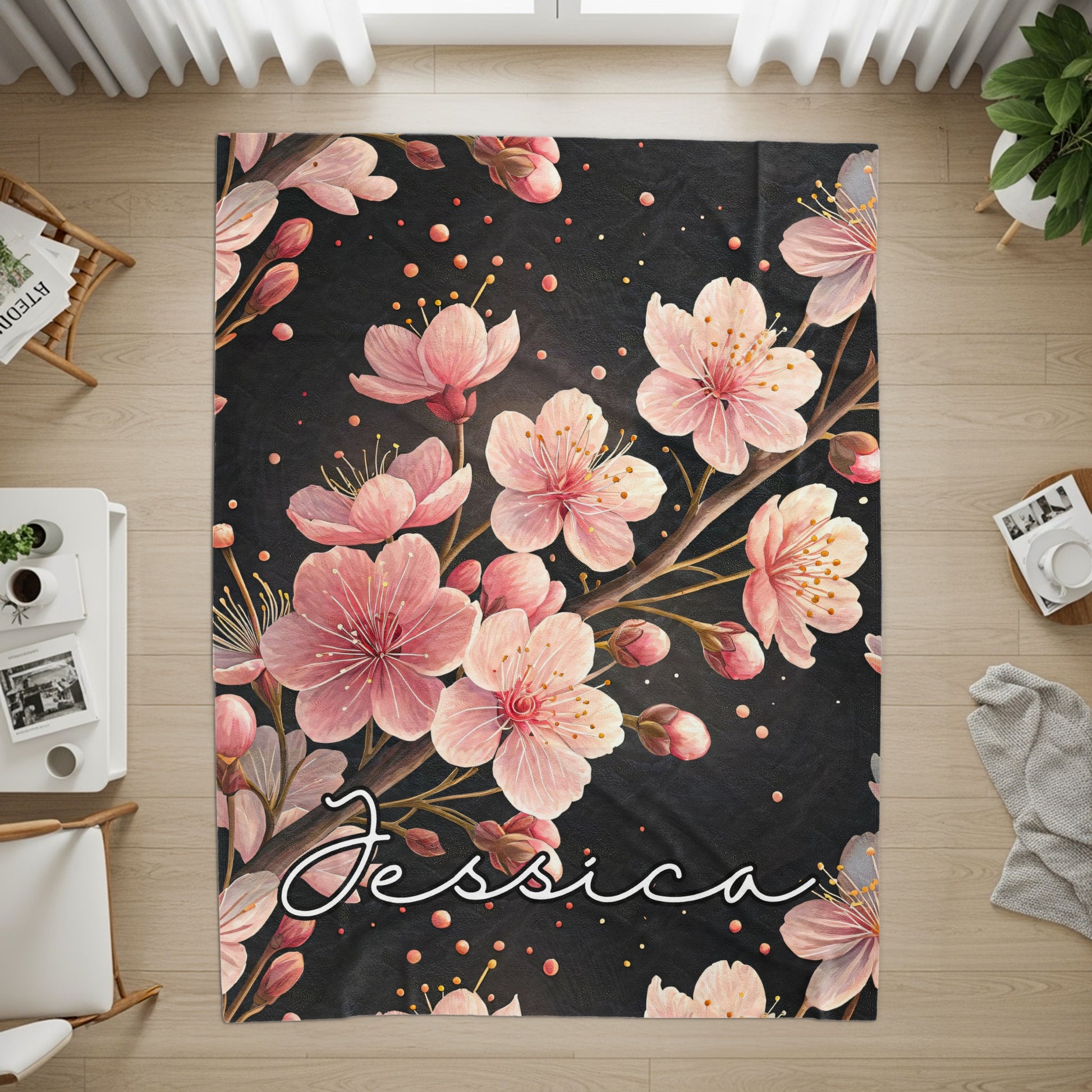 Sakura Custom Name Blanket Gift for All Special Days - Walk Greener