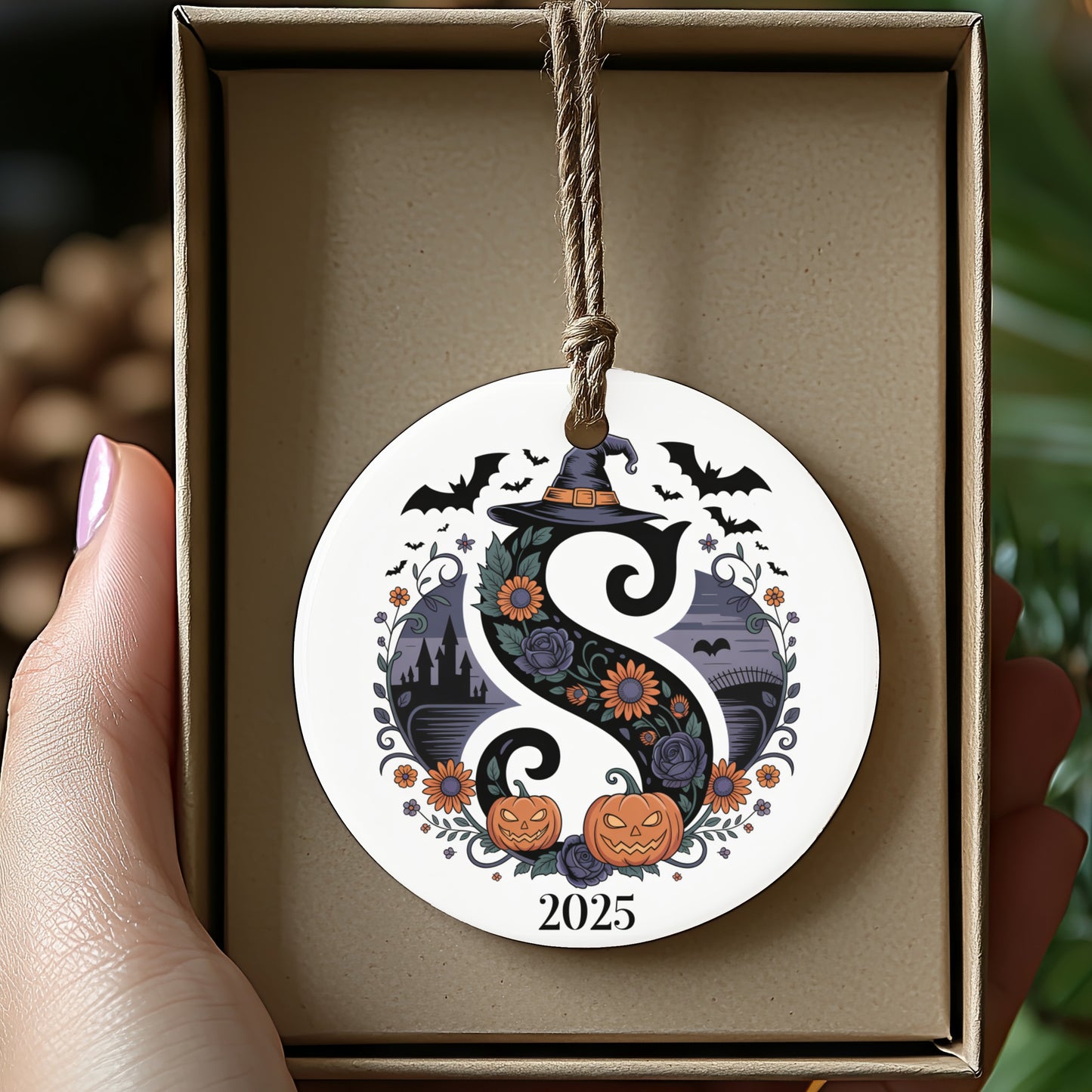 Spooky Halloween Monogrammed Christmas Ornament product type