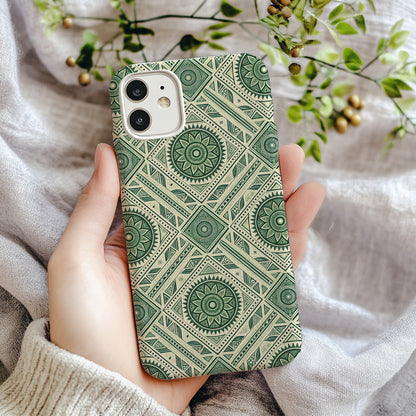 Intricate Geometric Pattern Green Mandala Phone Case