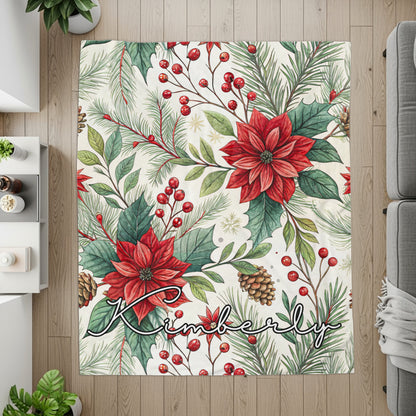 Christmas Floral Personalized Holiday Blanket