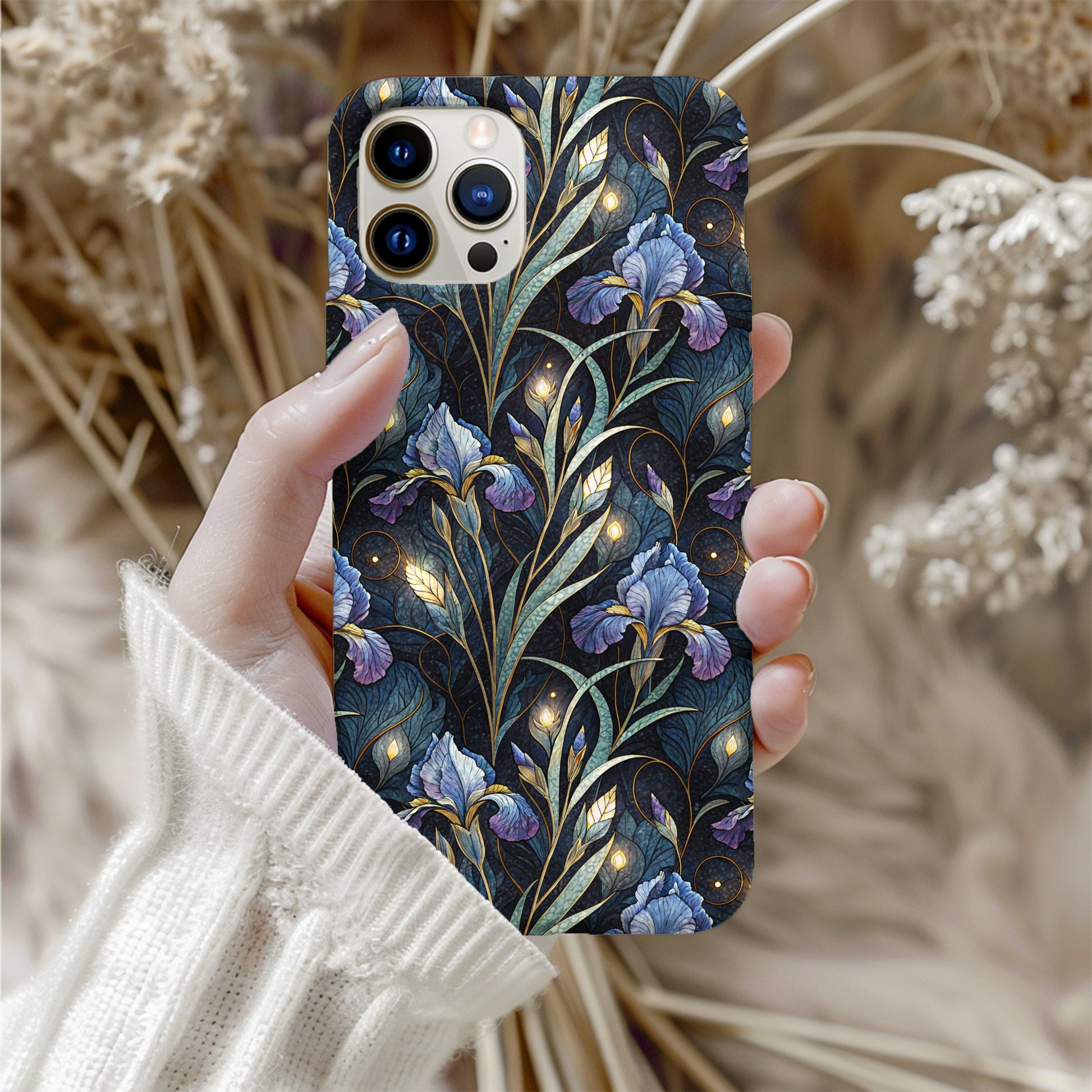 Elegant Floral Design Phone Case with Blue Irises