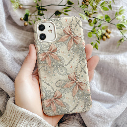 Elegant Bow and Pearls Design Phone Case
