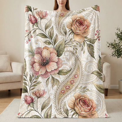 Artistic Floral Delight Roses Blossoms Velveteen Plush Blankets - Walk Greener