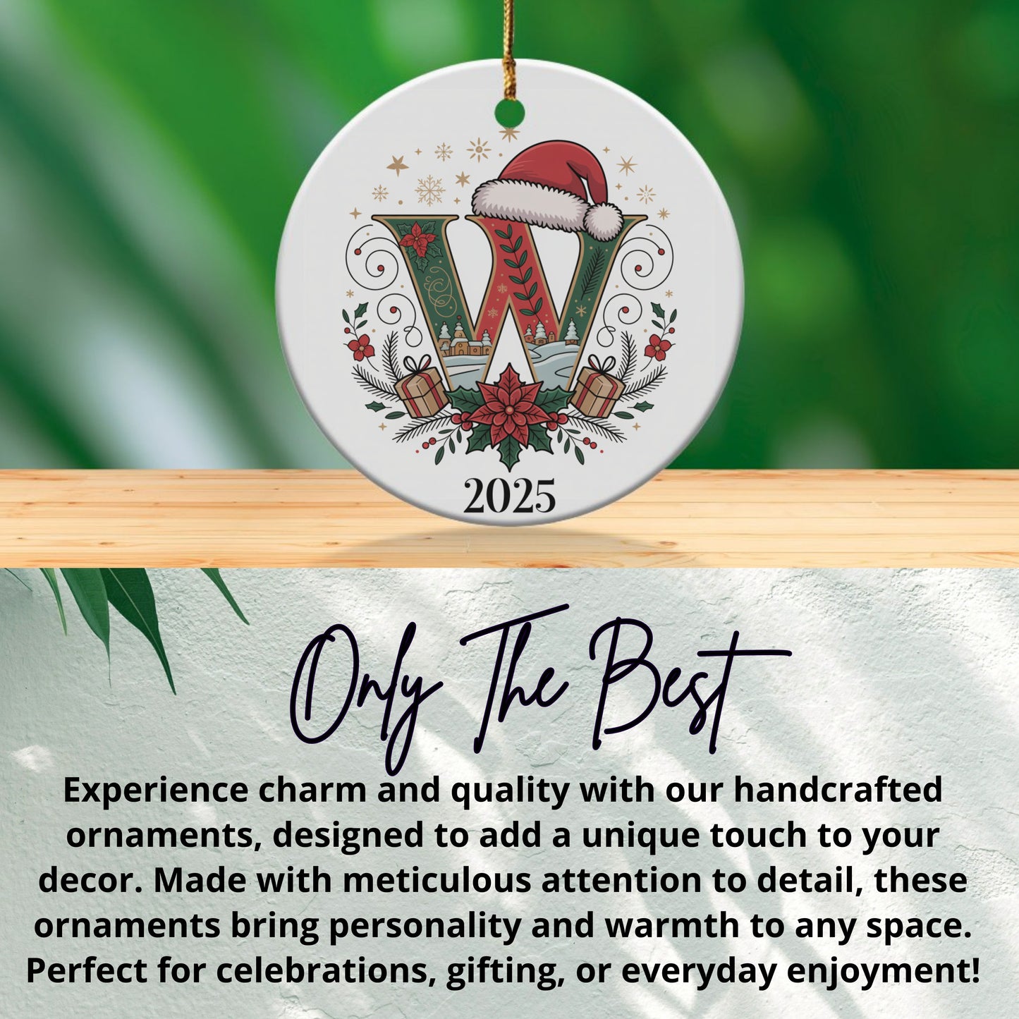 Personalized Christmas Initial W Ornament product