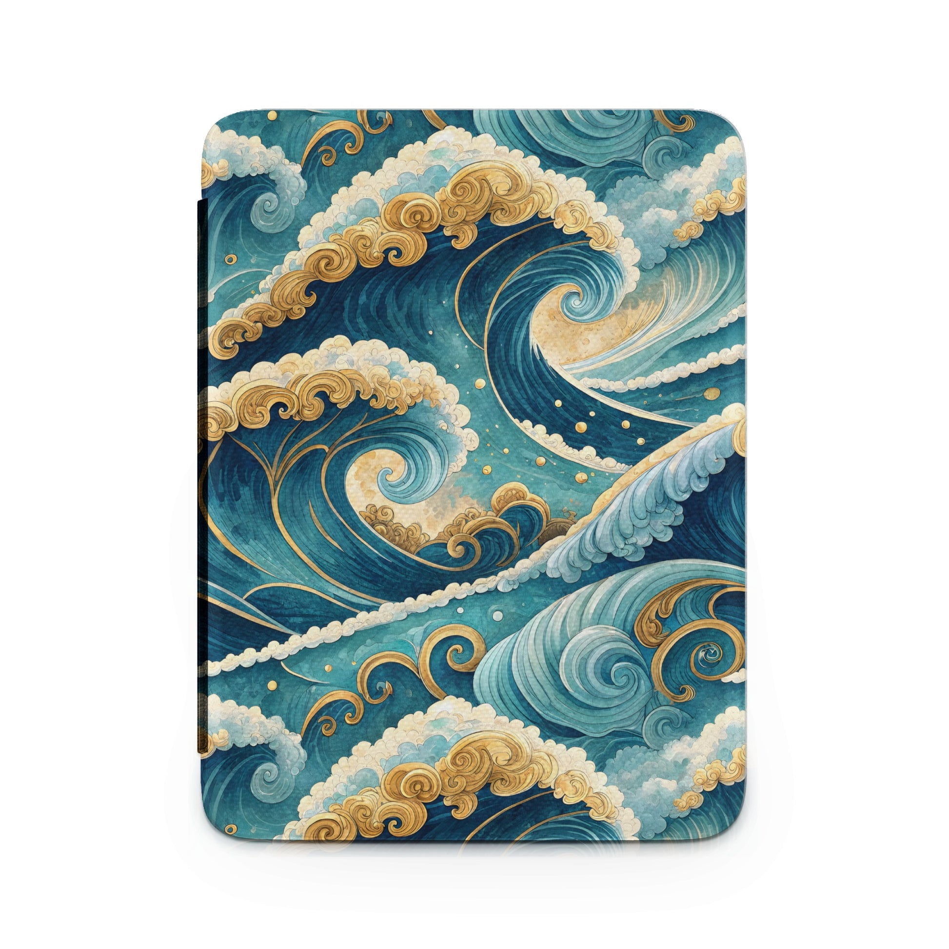 Ocean Waves and Golden Swirls Design Blanket