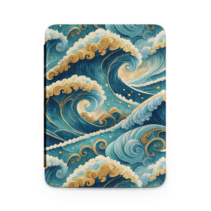 Ocean Waves and Golden Swirls Design Blanket