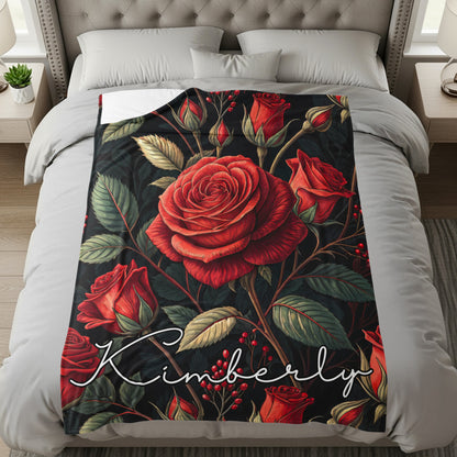 Elegant Roses and Leaves Custom Name Floral Pattern - Walk Greener
