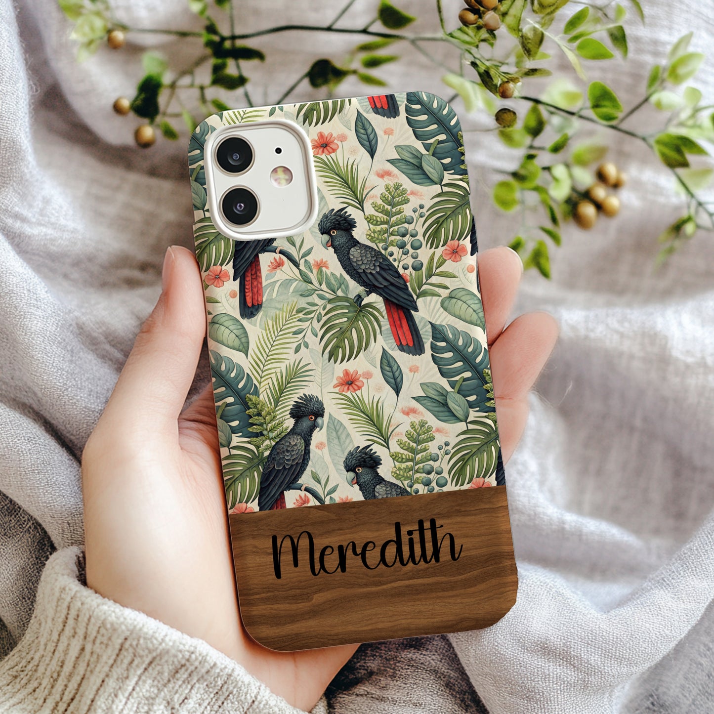 Customizable Tropical Bird Theme Phone Case with Name