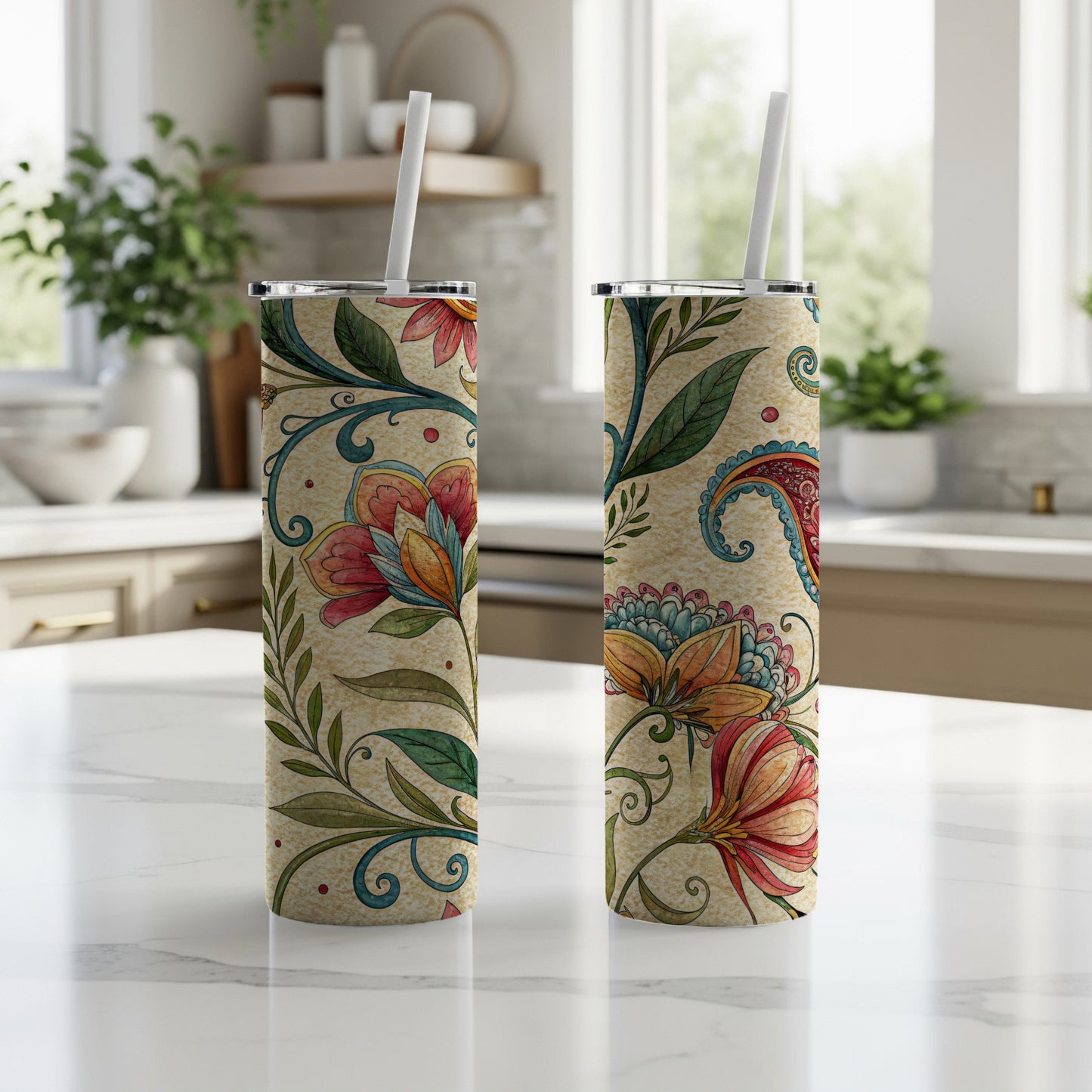 Colorful Floral and Paisley Art Nouveau Inspired Design - Walk Greener