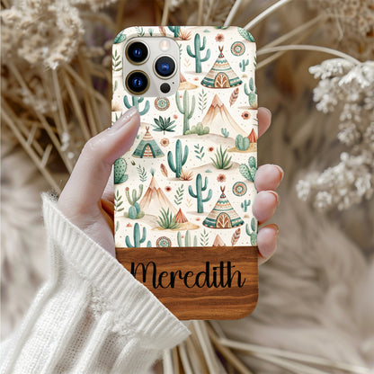Personalized Cactus and Teepee Design Phone Case