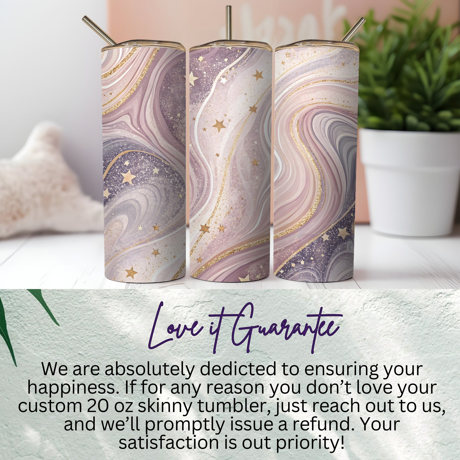 Custom 20 oz Skinny Tumbler with Starry Design