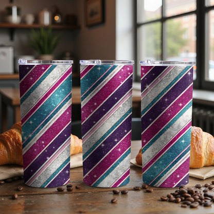 Colorful Diagonal Stripes Sparkling Design Pattern Tumbler - Walk Greener