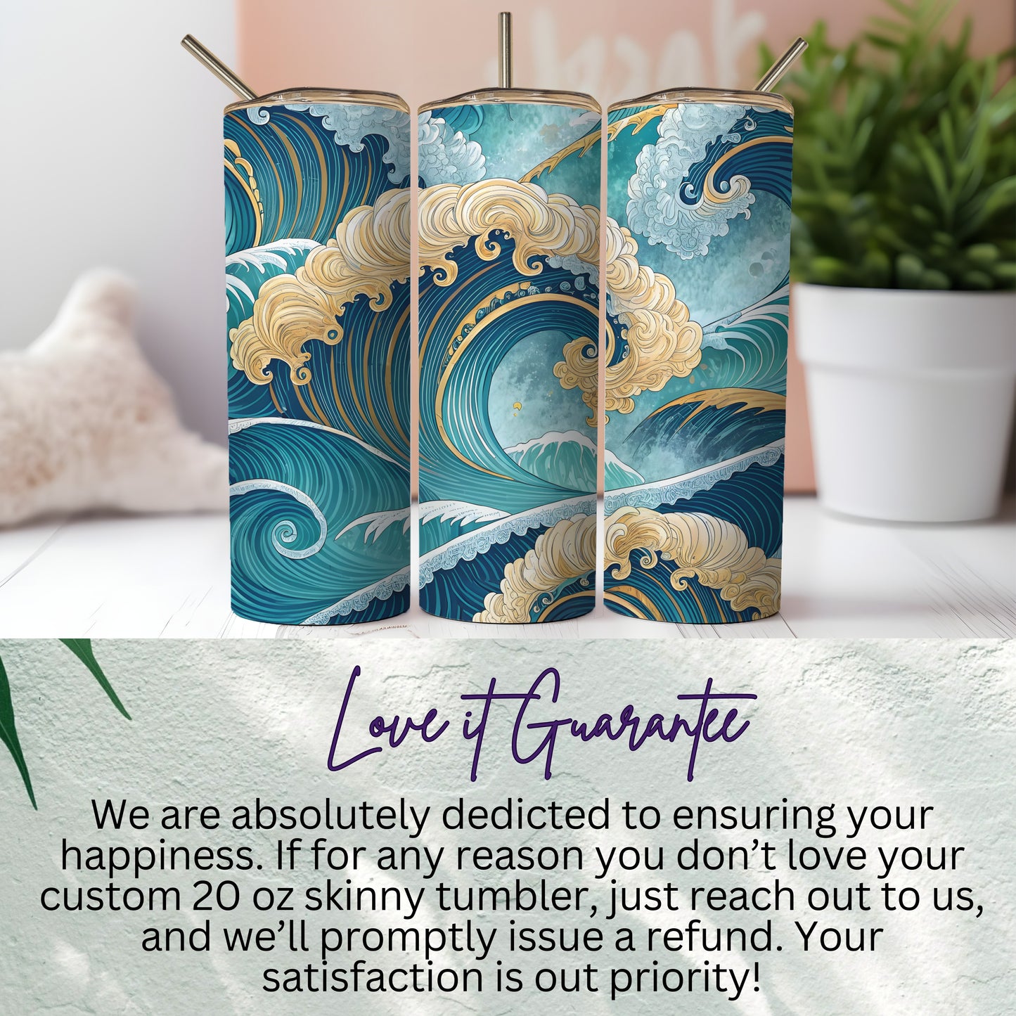 Stunning Ocean Wave Design Tall Tumbler 20 oz