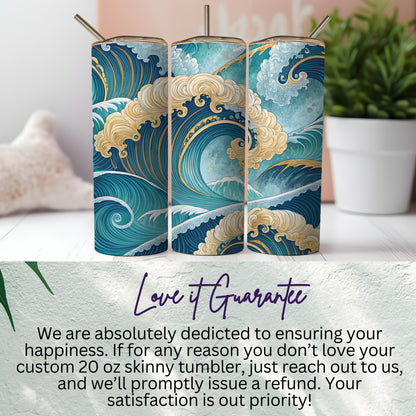 Stunning Ocean Wave Design Tall Tumbler 20 oz