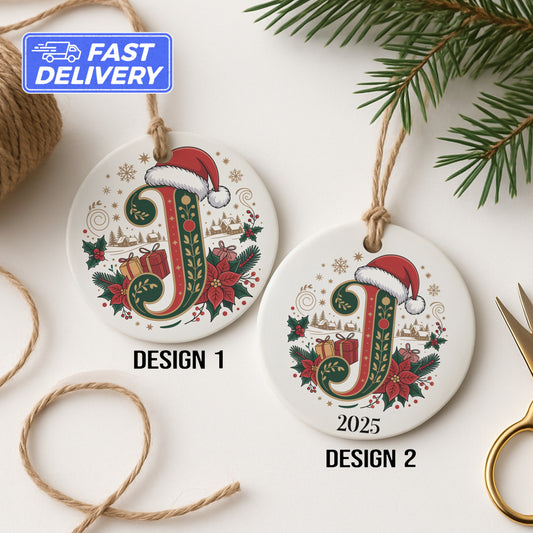 Personalized Festive Initial Christmas Ornament product type