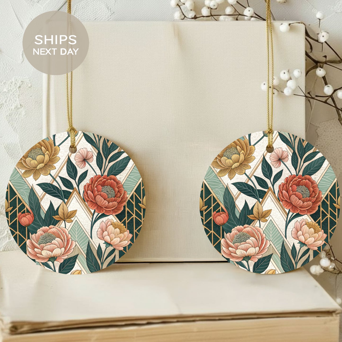 Floral Pattern Decorative Holiday Hanging Ornament
